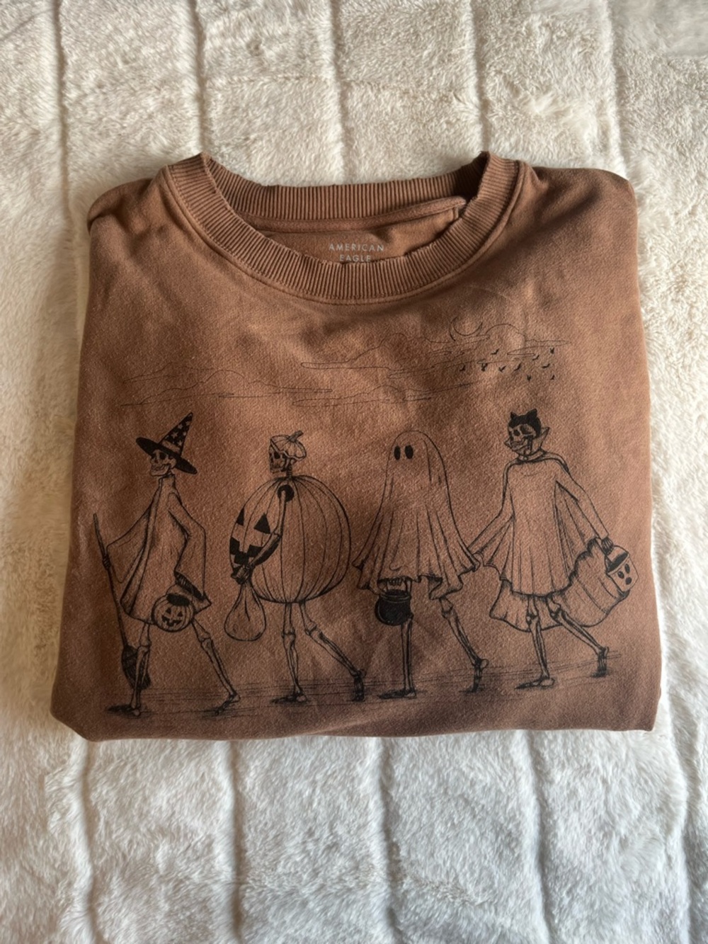 American Eagle Outfitters Brown Halloween Graphic Crewneck Sweatshirt